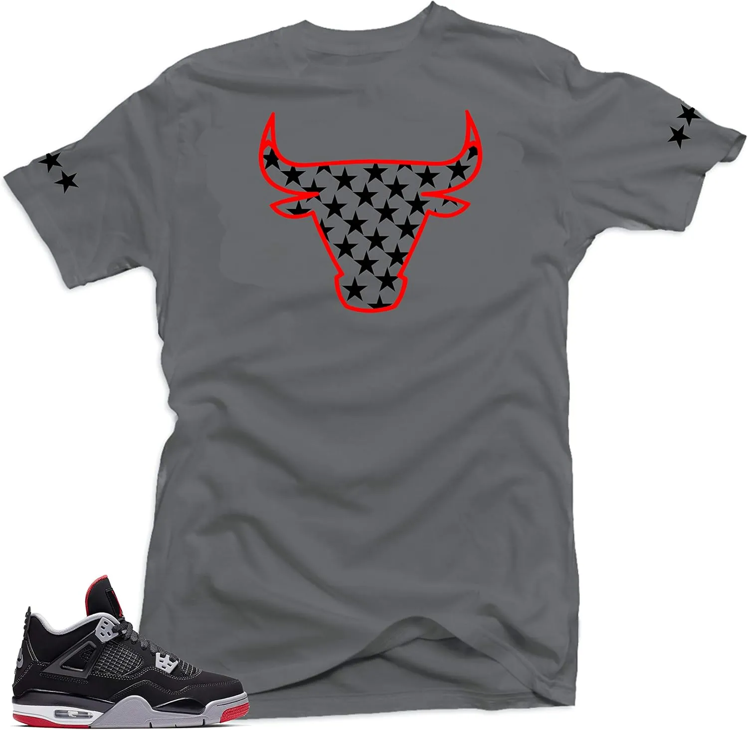 SNELOS Shirt to Match Jordan 4 Bred Match Sneaker Tee