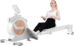 SNODE Rowing Machine for Home Use, Sturdy Rower Machine with 350lb Weight Capacity, LCD Monitor, Ergonomic Seat, Dual Rail