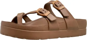 SOBEYO Women's Strappy Platform Sandals Ring Toe Double Buckles Slip On Flatform Shoes