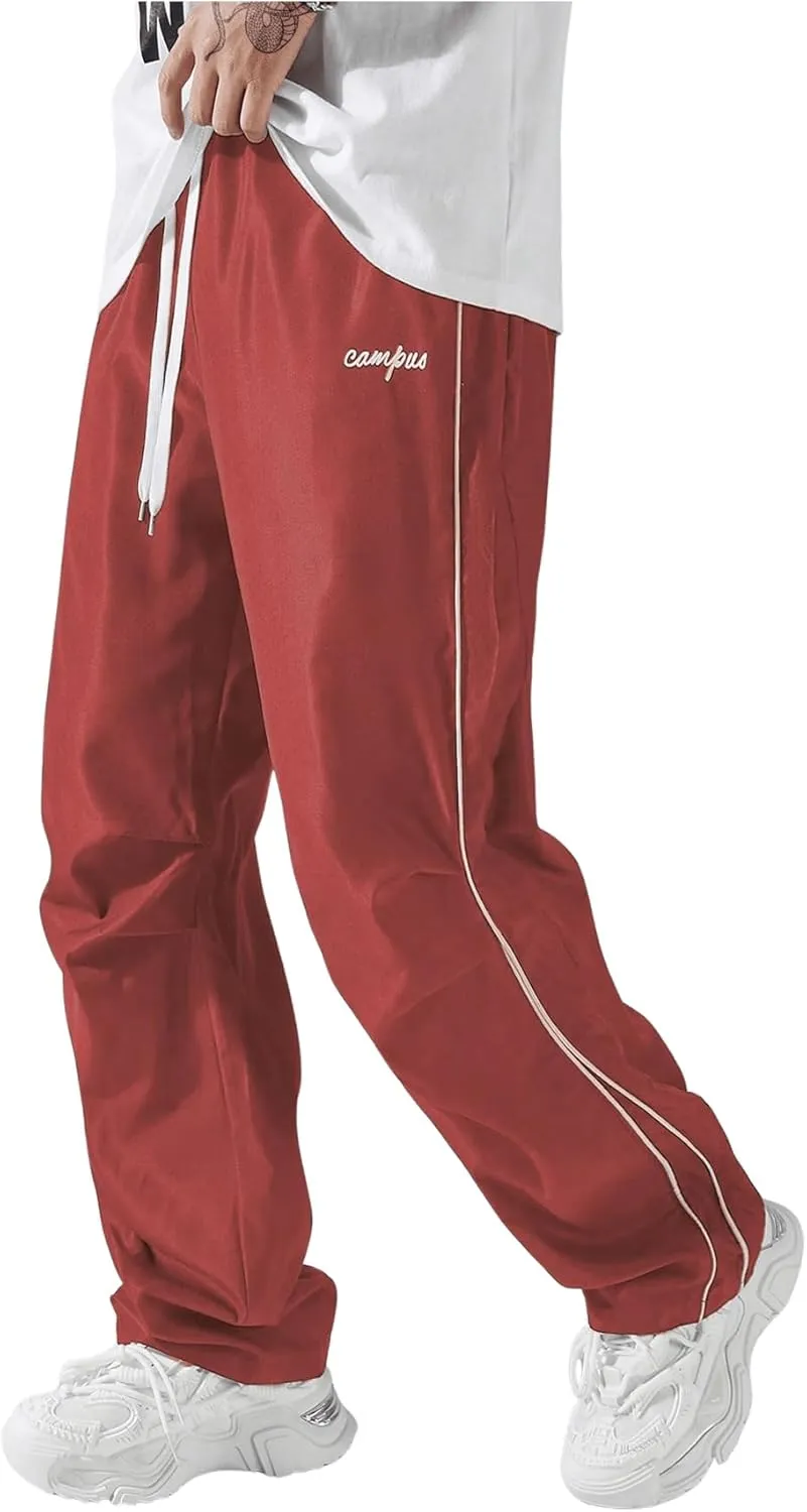SOLY HUX Men's Parachute Pants Y2k Baggy Sweatpants Wide Leg Drawstring Waist Casual Pants Streetwear