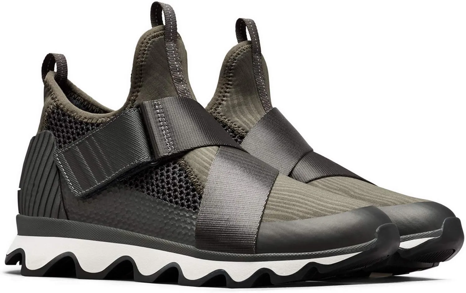 SOREL - Women’s Kinetic Sneak, Knit Sneaker with Scalloped Sole and Stretch Straps