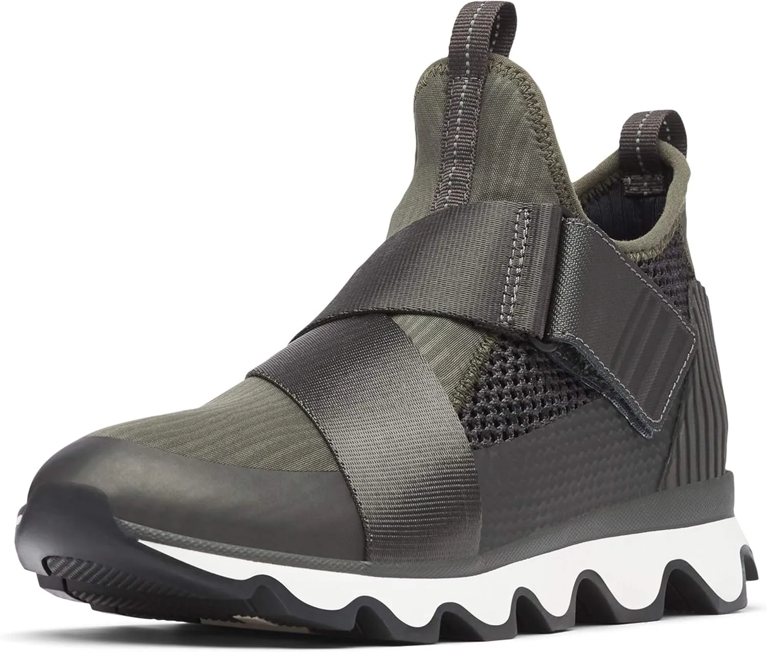 SOREL - Women’s Kinetic Sneak, Knit Sneaker with Scalloped Sole and Stretch Straps