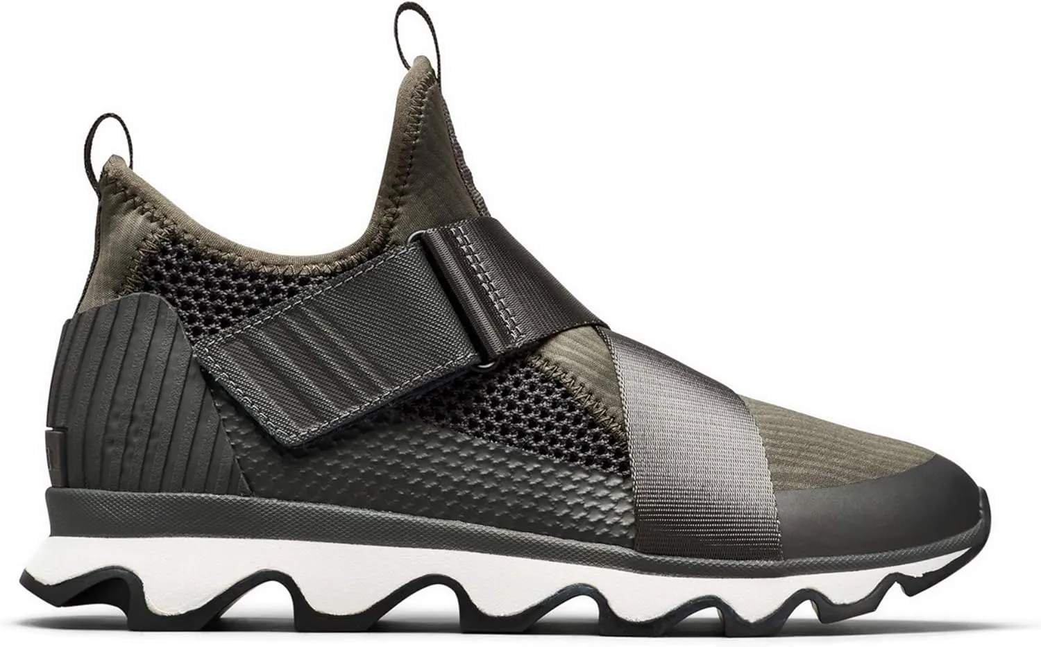 SOREL - Women’s Kinetic Sneak, Knit Sneaker with Scalloped Sole and Stretch Straps