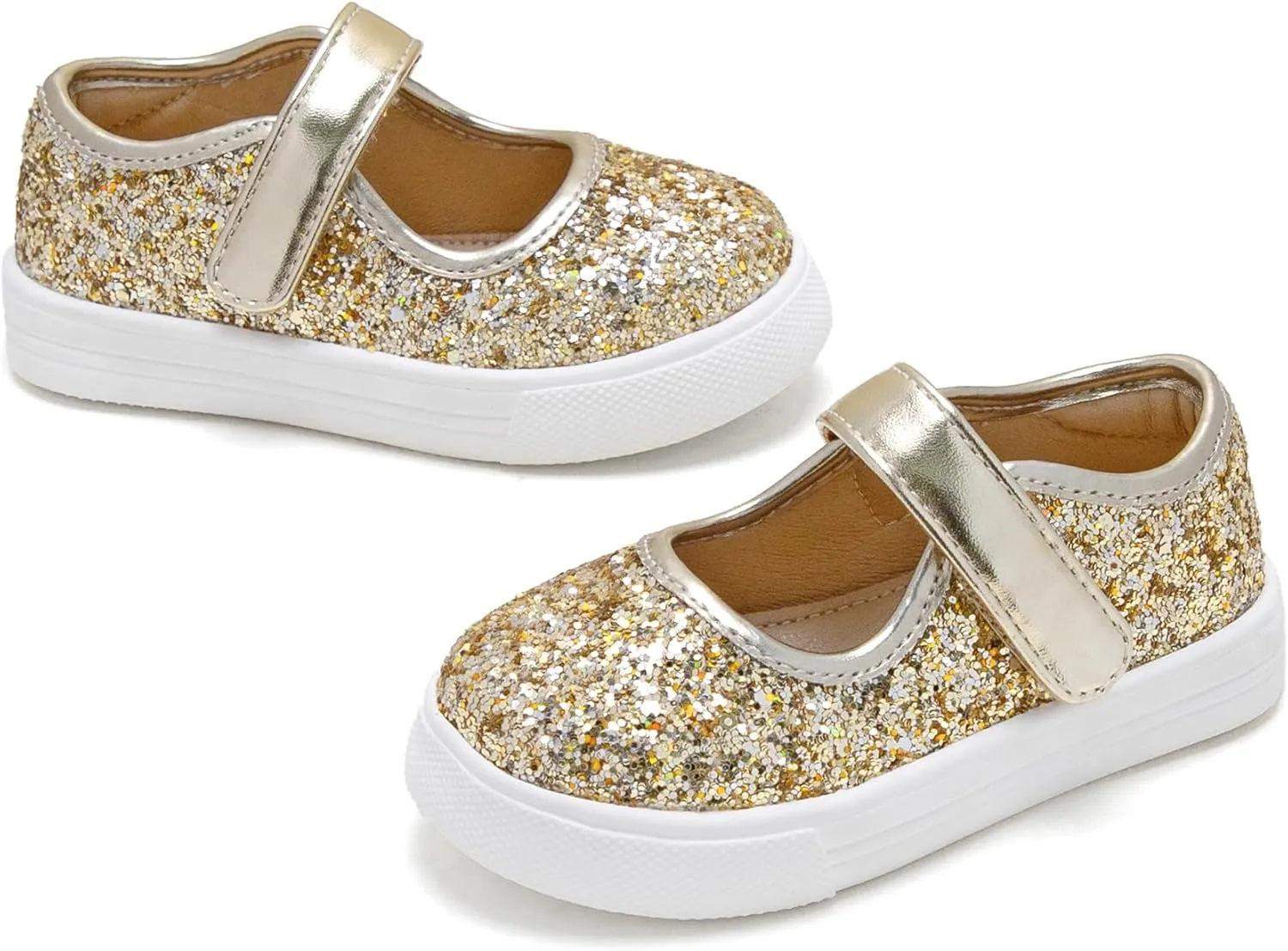 Sparkly Sneakers for Girls 3-12 Years Slip-On Comfort Fit Casual Princess Shoes