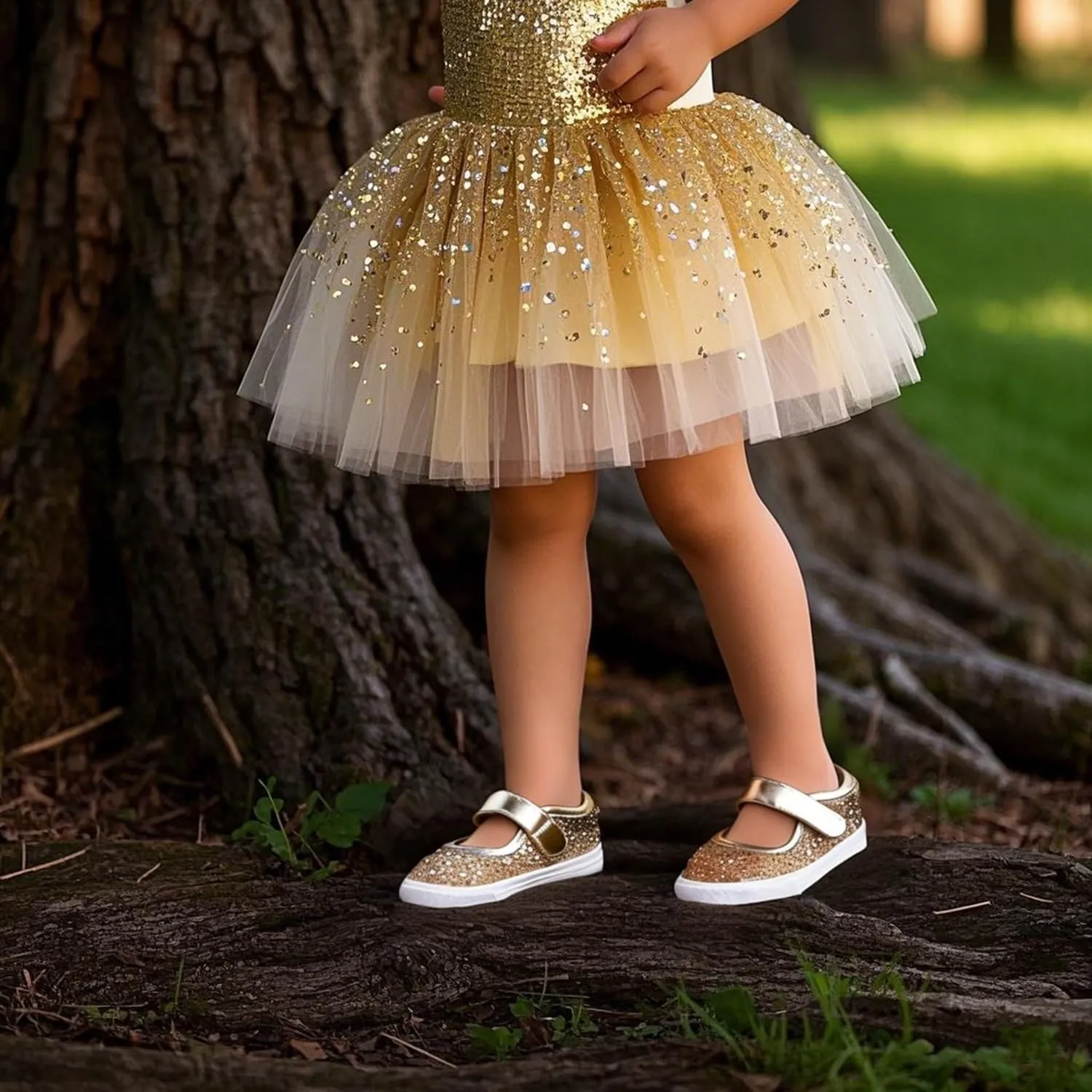 Sparkly Sneakers for Girls 3-12 Years Slip-On Comfort Fit Casual Princess Shoes