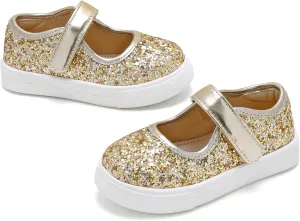 Sparkly Sneakers for Girls 3-12 Years Slip-On Comfort Fit Casual Princess Shoes