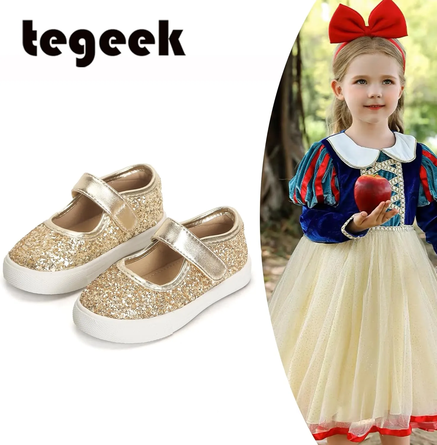 Sparkly Sneakers for Girls 3-12 Years Slip-On Comfort Fit Casual Princess Shoes