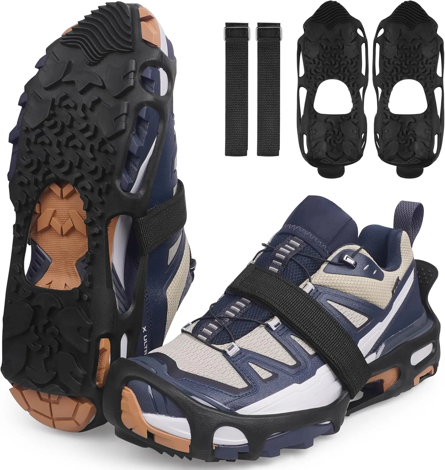 Spikeless Ice Cleats Anti-Slip Snow Traction Crampons Ice Grippers for Shoes and Boots Indoor/Outdoor Slip-On Rubber Tread Overshoes Traction Devices