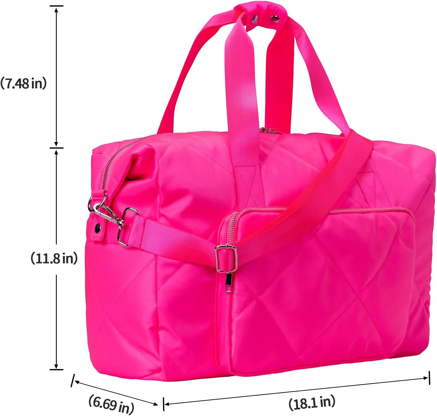 Sports Tote Gym Bag for Women, Travel Duffel Bag, Shoulder Weekender Overnight Bag for Women Girls Travel, Gym, Yoga (Hot Pink)