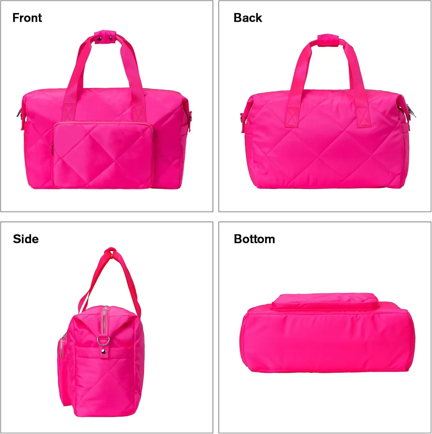 Sports Tote Gym Bag for Women, Travel Duffel Bag, Shoulder Weekender Overnight Bag for Women Girls Travel, Gym, Yoga (Hot Pink)
