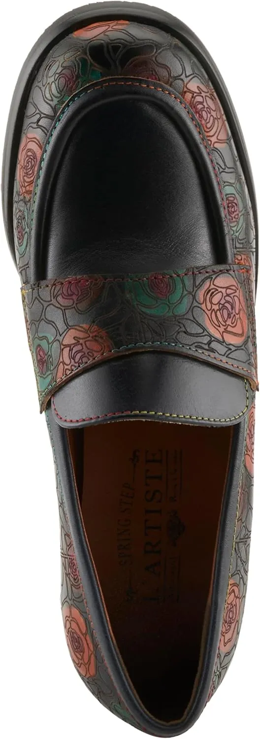 Spring Step L'Artiste Rivoire Women's Floral Loafer - Handpainted Flowers, Artisanal & Comfortable Slip-On Shoes