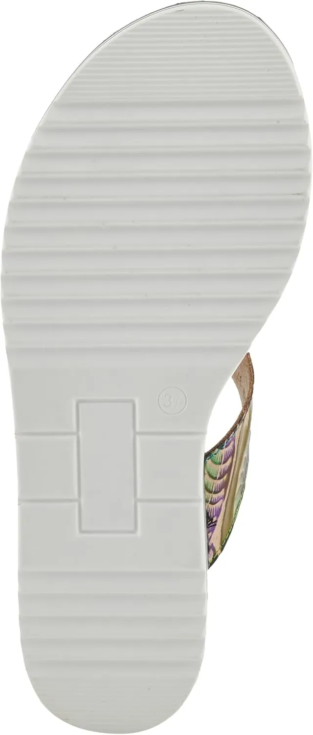 Spring Step L'Artiste Women's NAOMI-MONARCH Comfortable Butterfly Slide Sandals | Hand-Painted Leather Flowers, Hook and Loop Closure