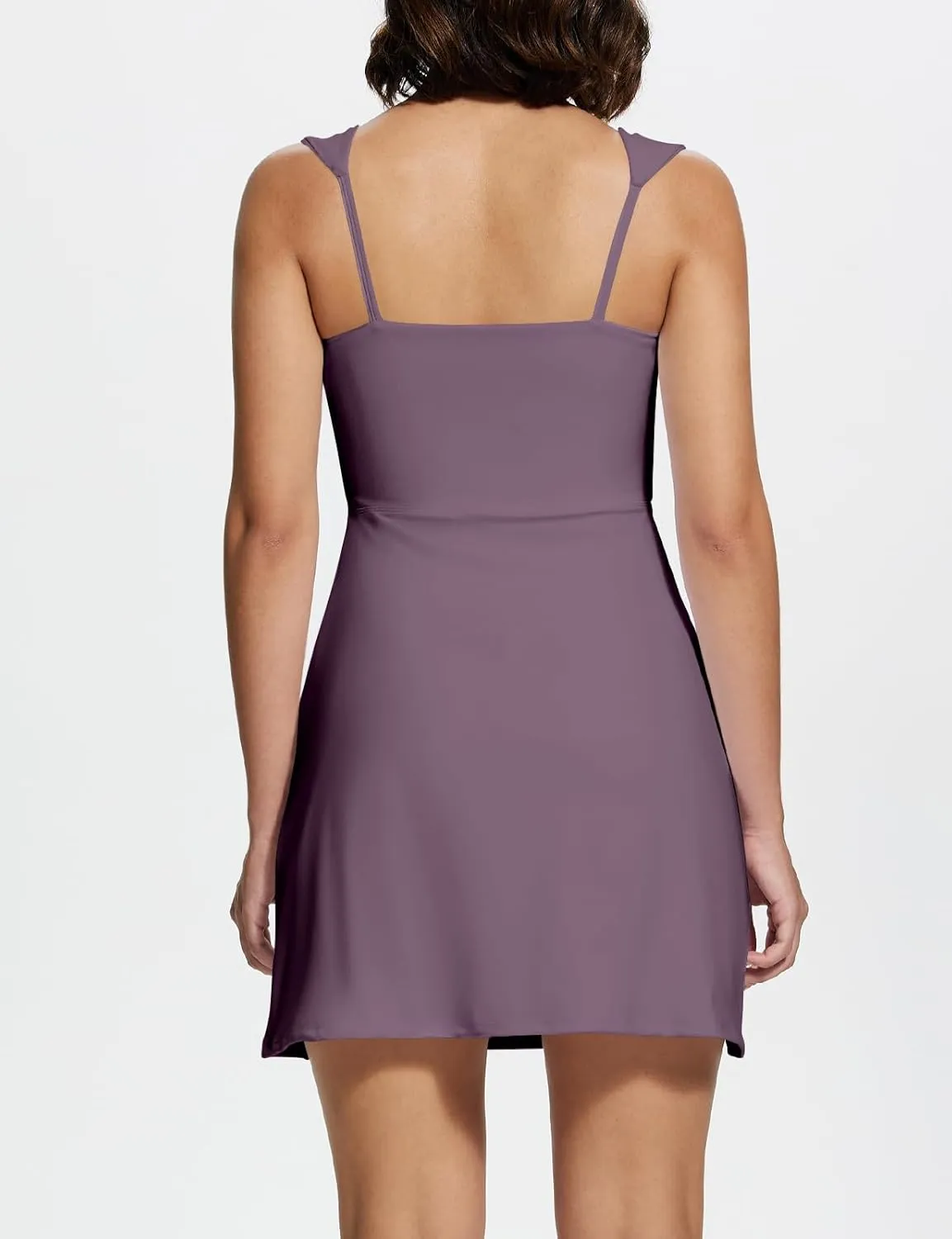 Square Neck Tennis Dresses for Women Golf Dress with Built-in Shorts Bra with Pockets for Athletic Sports Workout