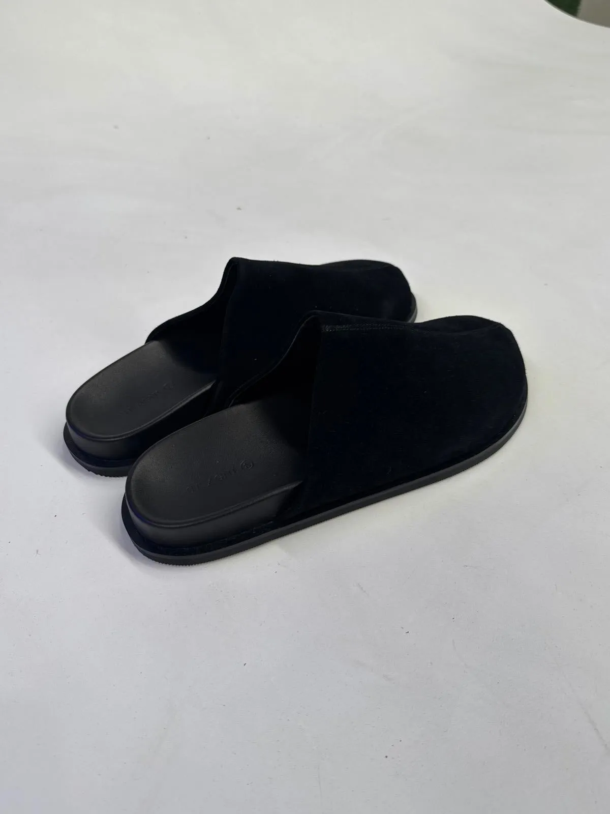 ST. AGNI Stylish Black Suede Slide Slippers