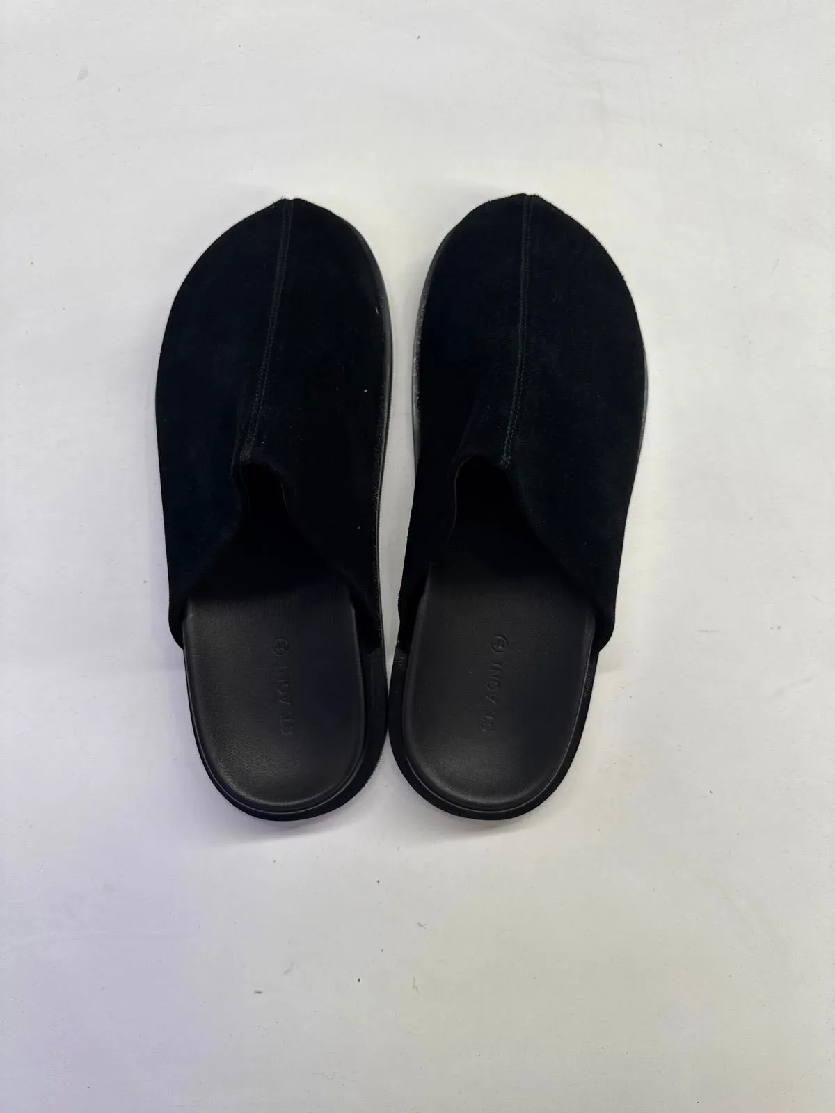 ST. AGNI Stylish Black Suede Slide Slippers
