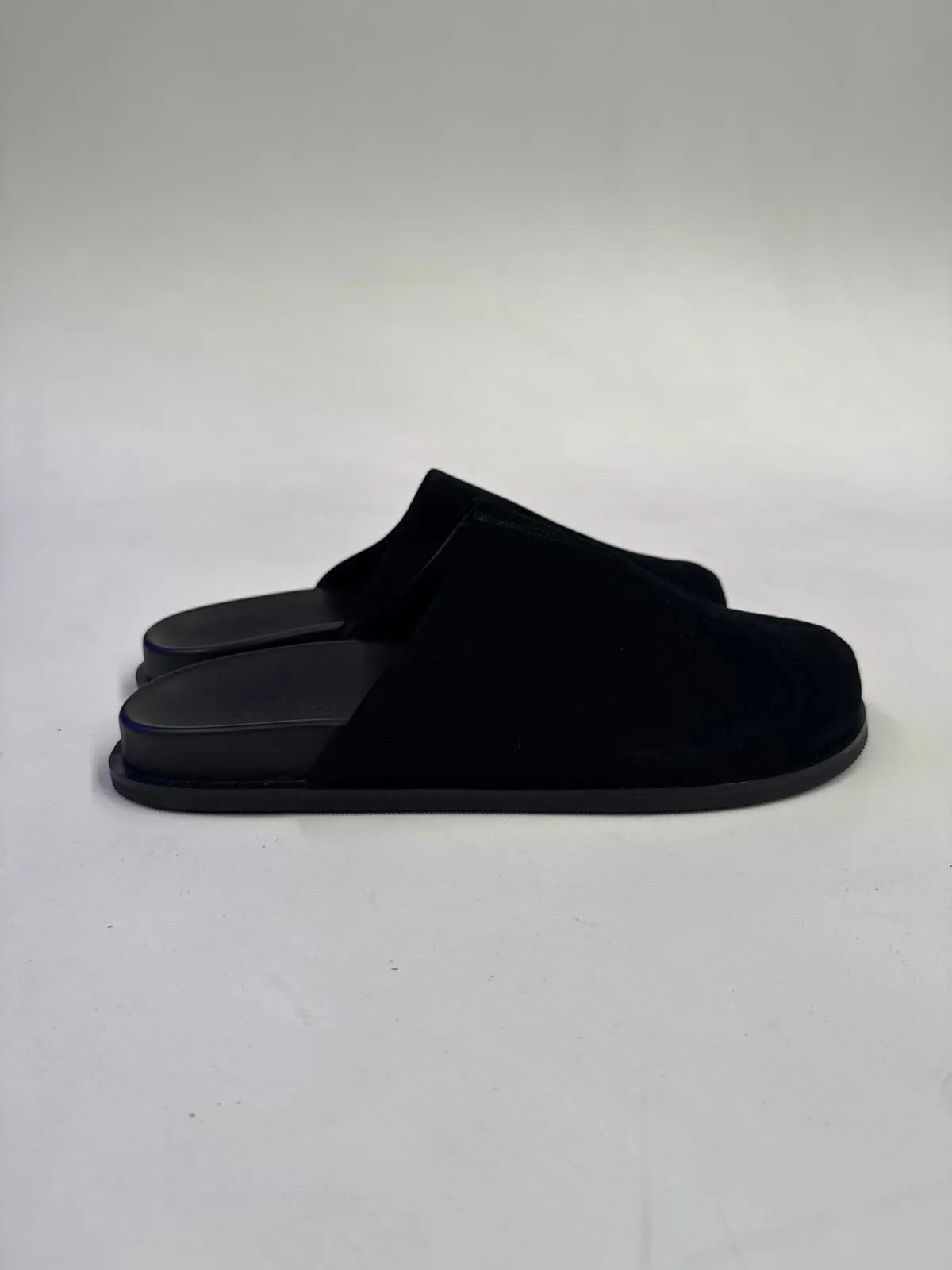 ST. AGNI Stylish Black Suede Slide Slippers