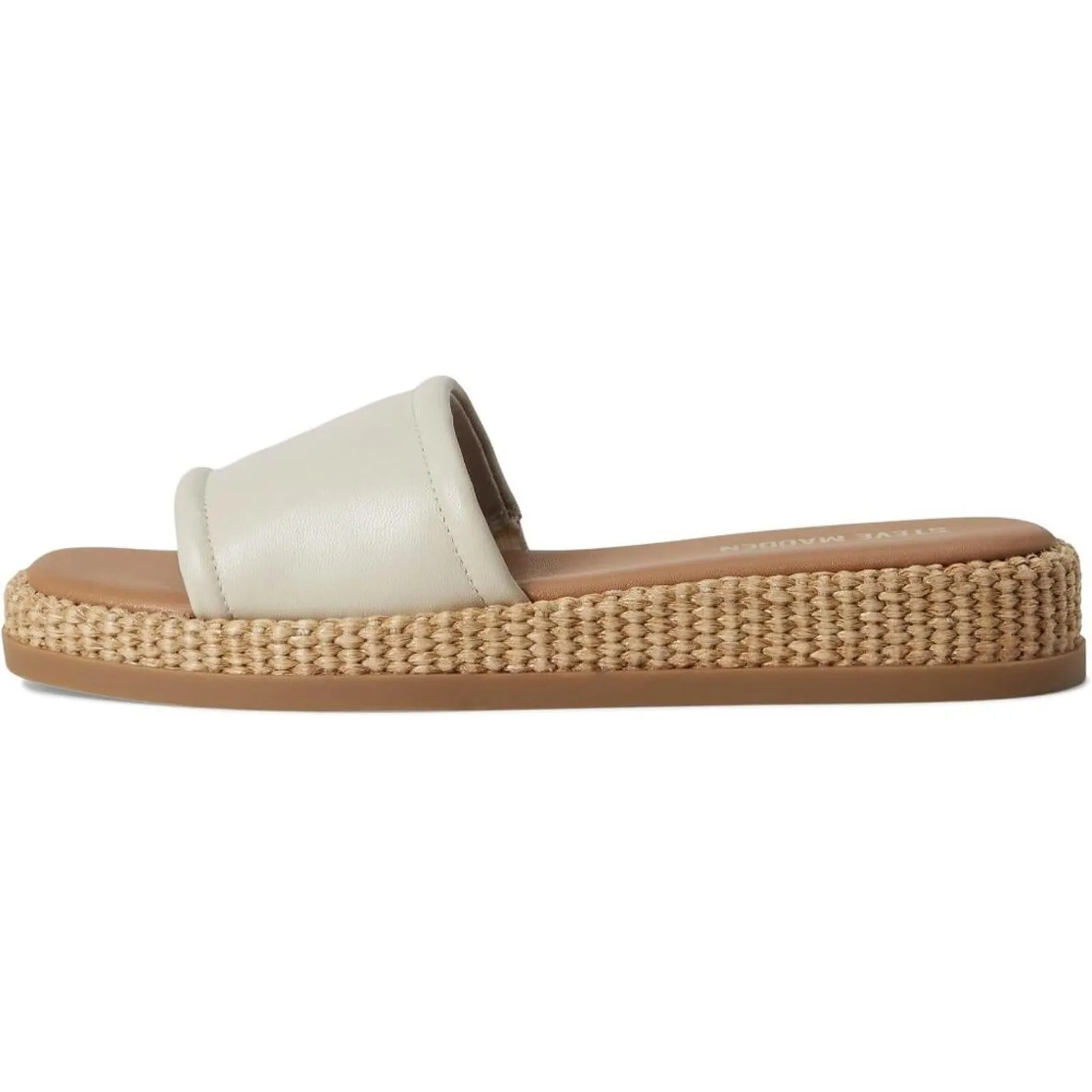 Steve Madden Boardwalk Bone Leather Slide Sandals