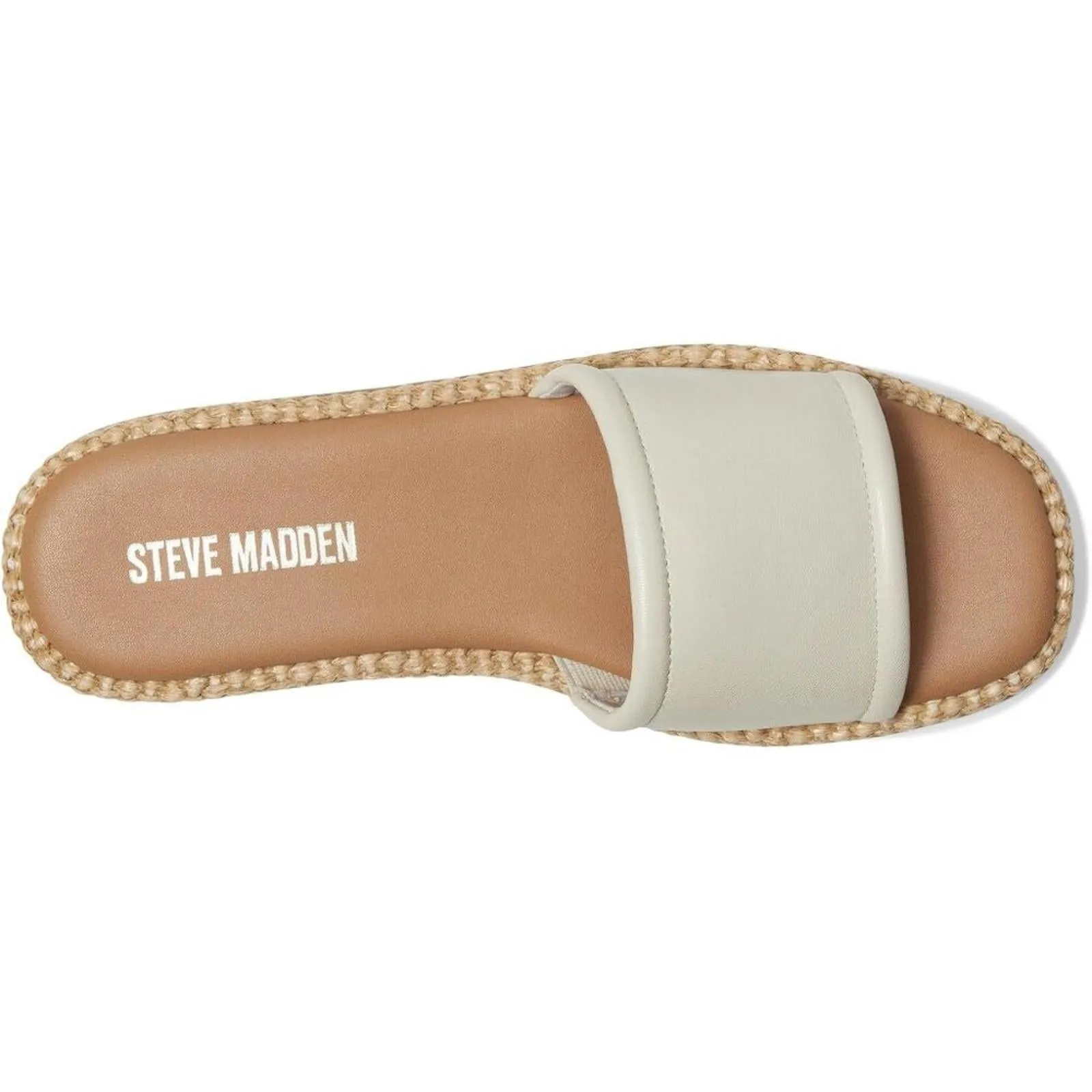 Steve Madden Boardwalk Bone Leather Slide Sandals