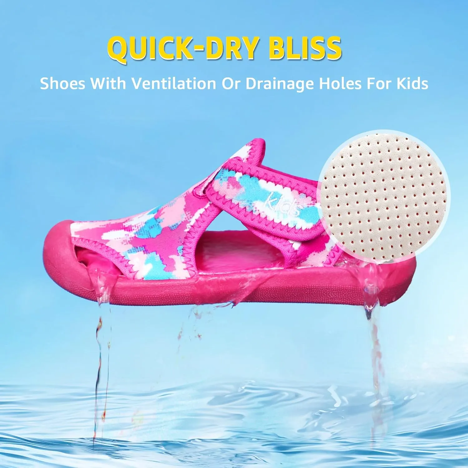 STQ Boys Girls Water Shoes Quick-Dry Slip on Beach Swim Pool Sandals(Toddler/Little Kid)