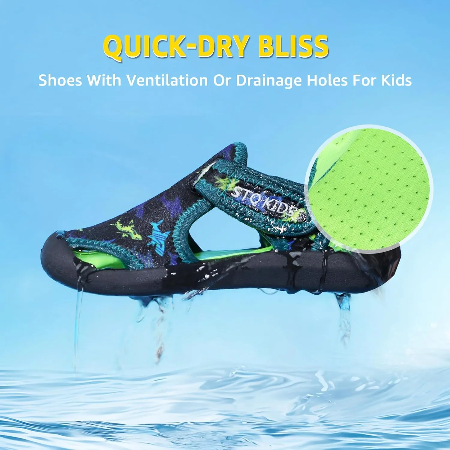 STQ Boys Girls Water Shoes Quick-Dry Slip on Beach Swim Pool Sandals(Toddler/Little Kid)