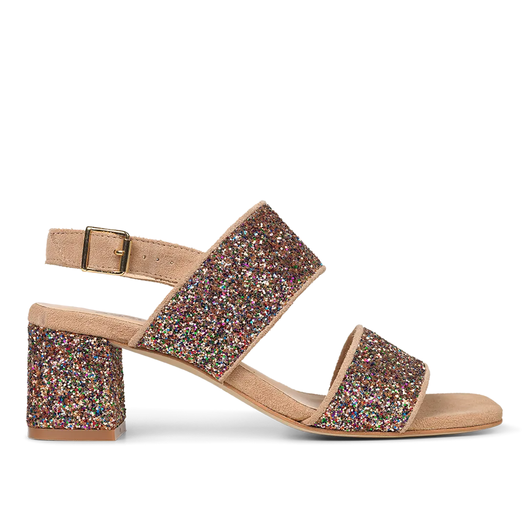Strap sandal in sparkling glitter