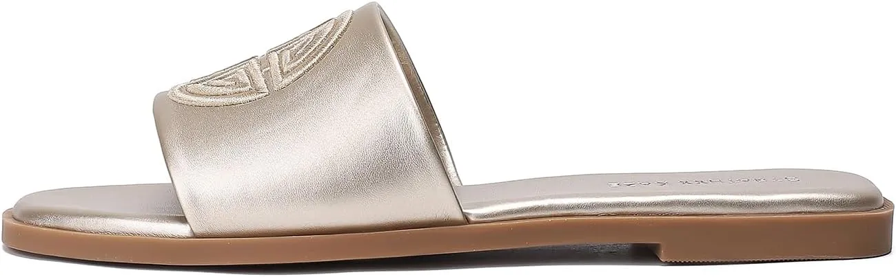 Stratuxx Kaze Womens Flat Sandals Dressy Summer Slide Dress Sandals Comfortable Cute Leather Black Sandals for Women