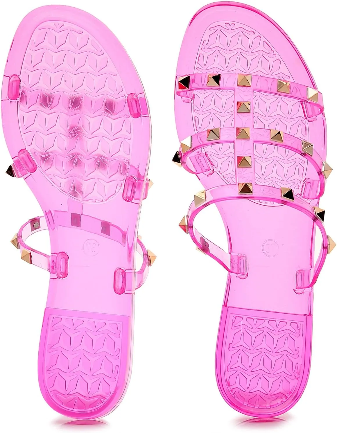 Studded Sandals for Womens Jelly Shoes Flats Stud Slides Slip On Dressy Black Jellies Slippers Summer Beach with Rivets