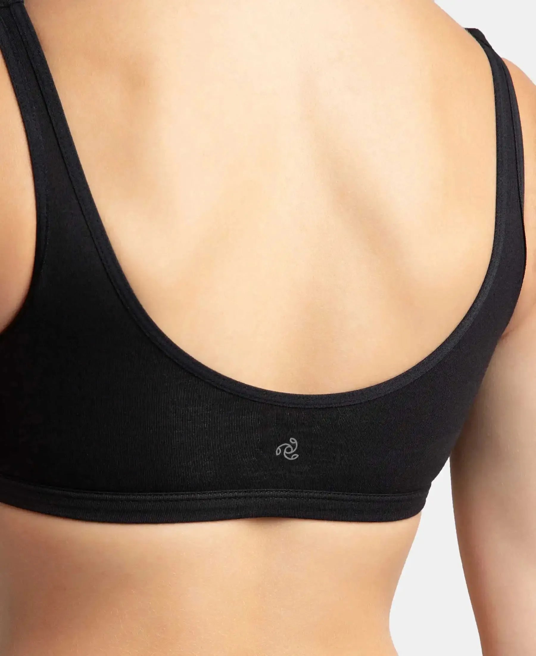 Super Combed Cotton Elastane Stretch Slip On Lounge Bra With StayFresh Treatment - Black