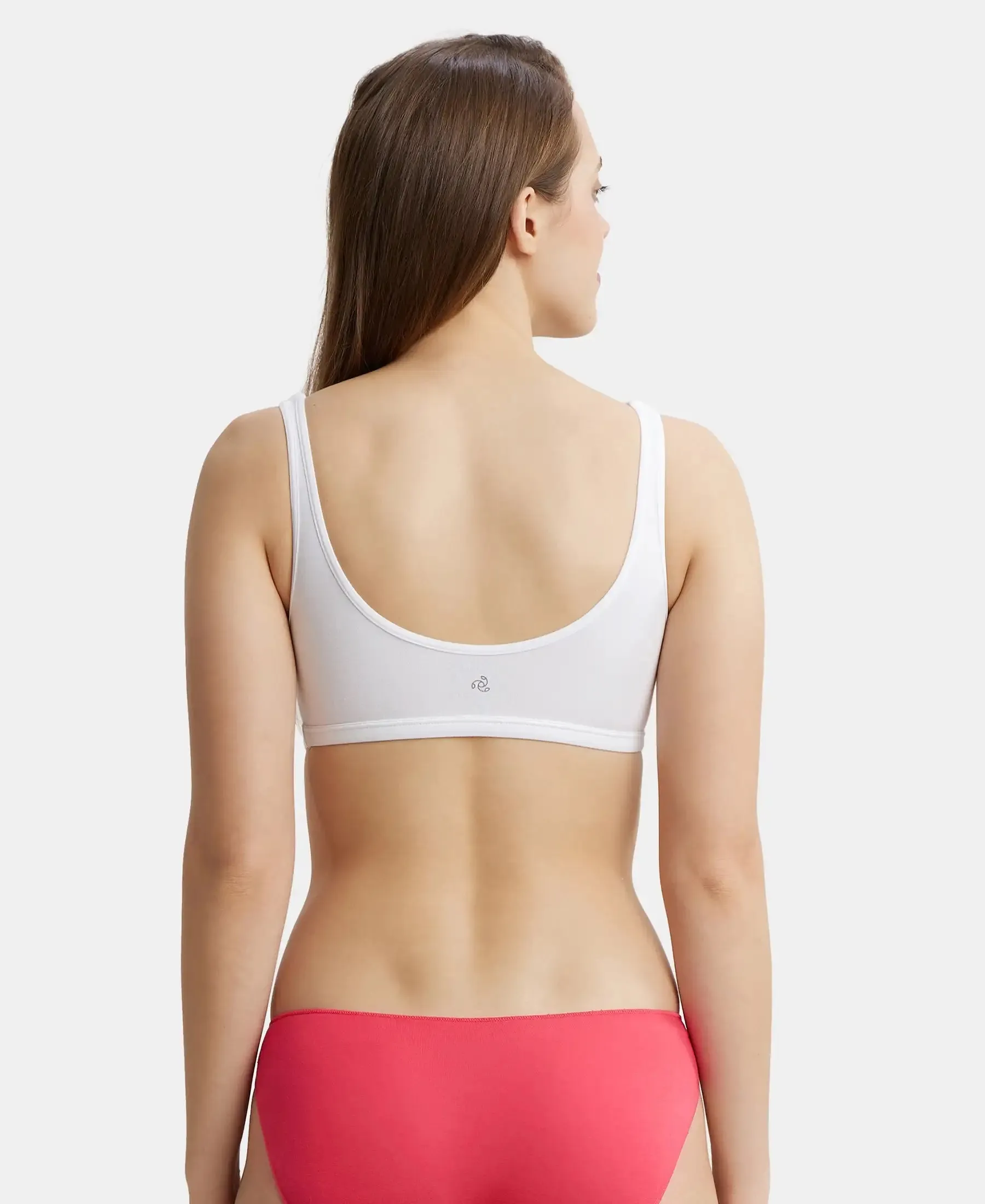 Super Combed Cotton Elastane Stretch Slip On Lounge Bra With StayFresh Treatment - White