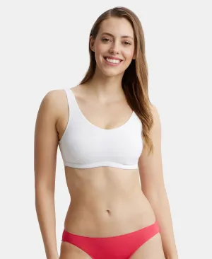 Super Combed Cotton Elastane Stretch Slip On Lounge Bra With StayFresh Treatment - White