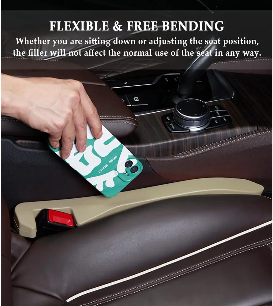 Super Flexible Car Seat Gap Filler,Durable Car Organizer Between Seats for Tightly Filling Seat Gaps,Universal CCar Side Seat Gap Filler CCar Accessories for Women & Men (Beige/2PCS)…