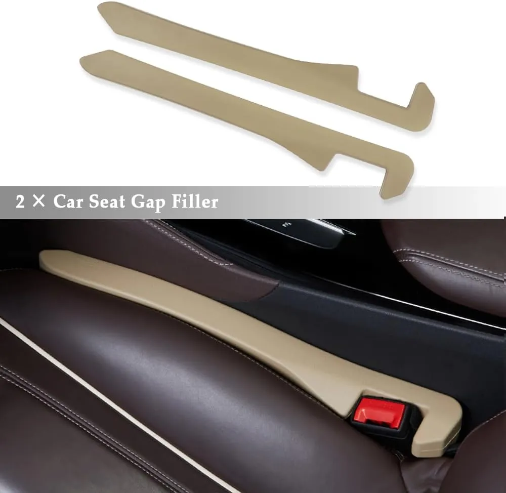 Super Flexible Car Seat Gap Filler,Durable Car Organizer Between Seats for Tightly Filling Seat Gaps,Universal CCar Side Seat Gap Filler CCar Accessories for Women & Men (Beige/2PCS)…