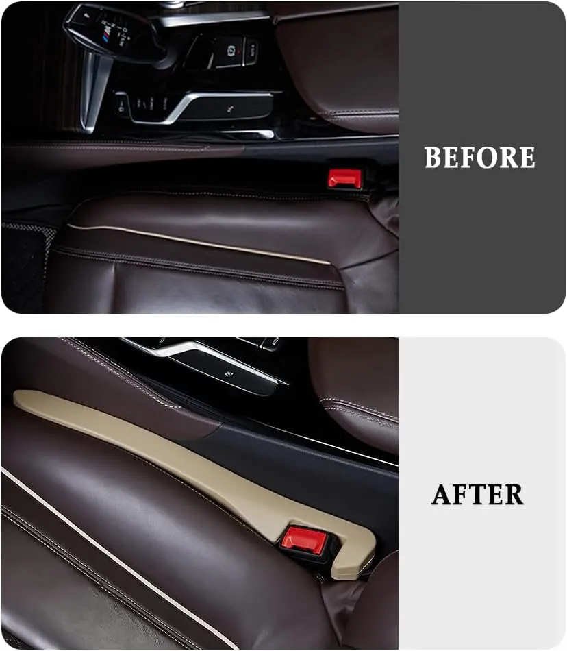 Super Flexible Car Seat Gap Filler,Durable Car Organizer Between Seats for Tightly Filling Seat Gaps,Universal CCar Side Seat Gap Filler CCar Accessories for Women & Men (Beige/2PCS)…
