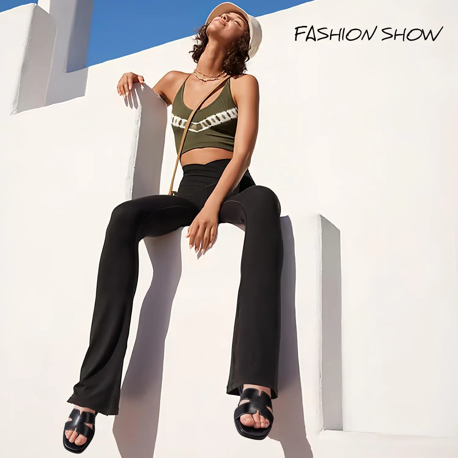 Tanamo Women's Slide Sandals, Comfortable Flats Summer Dressy Casual Beach Open Toe Shoes Slip On Leather Flat Sandals