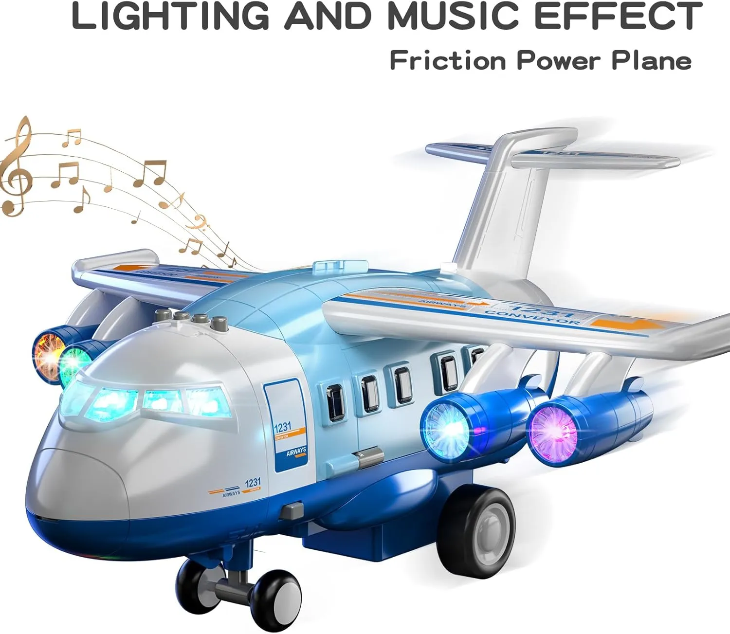 TEMI Kids Airplane Toys for 3 Year Old, Large Spray Transport Airplane Toy with 12 Construction Vehicles and Playmat, Kids Boy Toys Birthday Gifts 3 4 5 6 7 8 Years Old