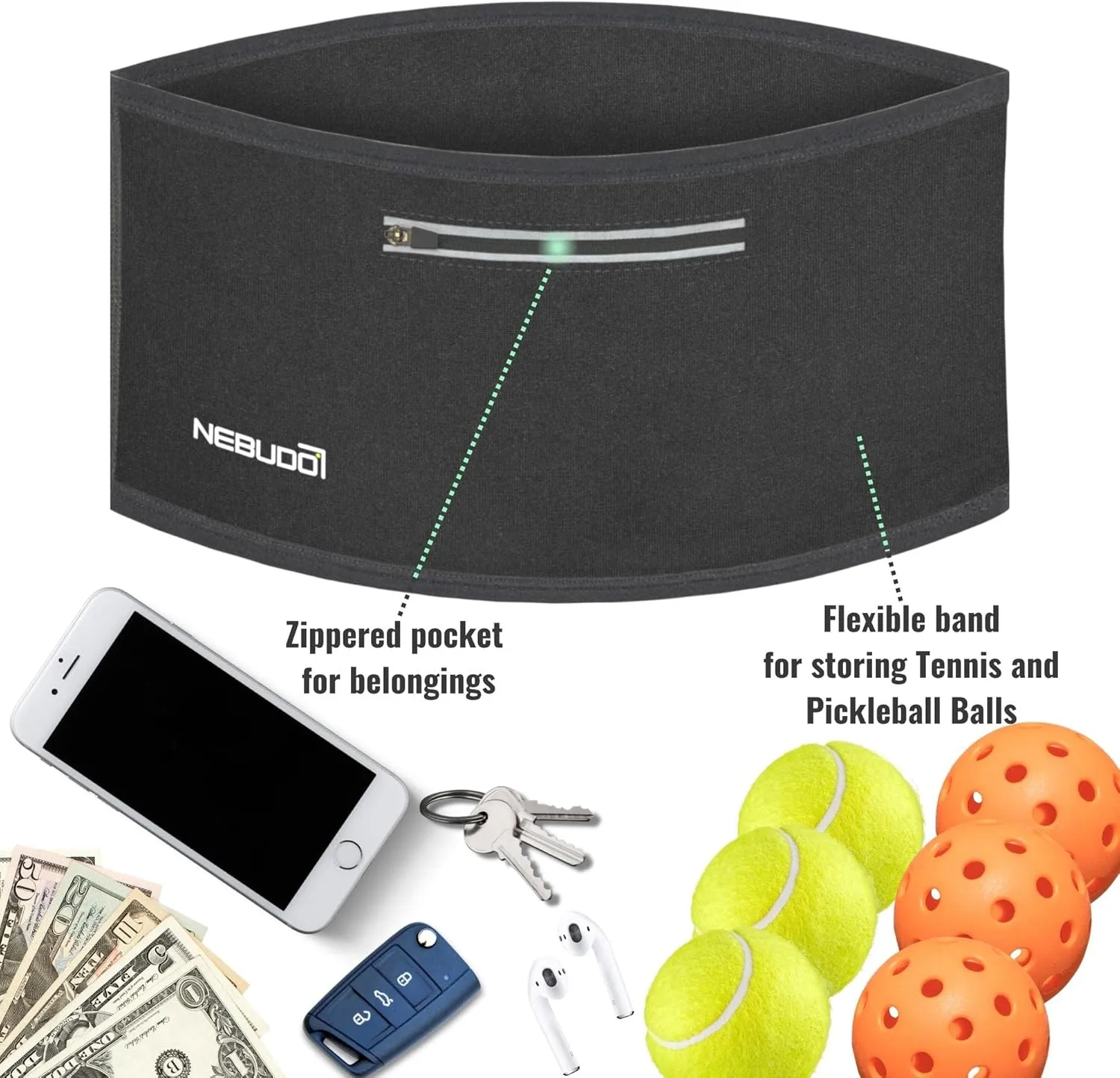 Tennis Ball Band Holder Pickleball Tennis Balls Pickleballs Holding Accessory for Women Skirt Men Waist Hip Bags Accessories