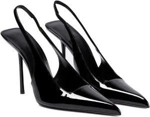 THESHY Women's Pointed Toe High Stiletto Heels Slingback Stretch Slip-on Pumps Backless Patent Leather Fashion Dress Shoes for Women
