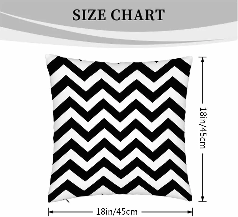 Throw Pillow Covers Black White Chevron Zigzag Wavy Line Seamless Pattern,Set of 2 Square Decorative,Cushion Pillows Cover for Couch and Bed for Men/Women 18X18 Inch
