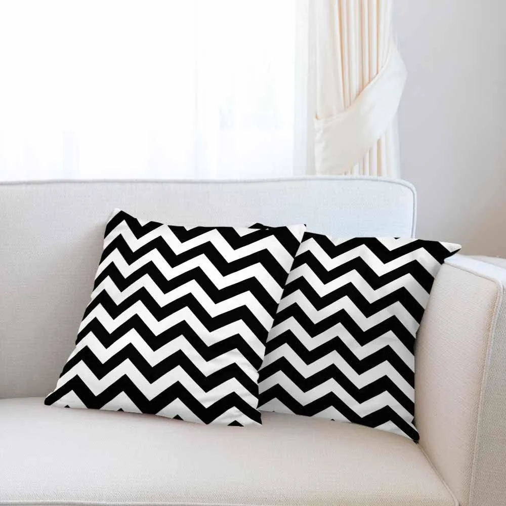 Throw Pillow Covers Black White Chevron Zigzag Wavy Line Seamless Pattern,Set of 2 Square Decorative,Cushion Pillows Cover for Couch and Bed for Men/Women 18X18 Inch
