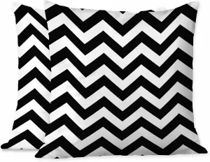 Throw Pillow Covers Black White Chevron Zigzag Wavy Line Seamless Pattern,Set of 2 Square Decorative,Cushion Pillows Cover for Couch and Bed for Men/Women 18X18 Inch