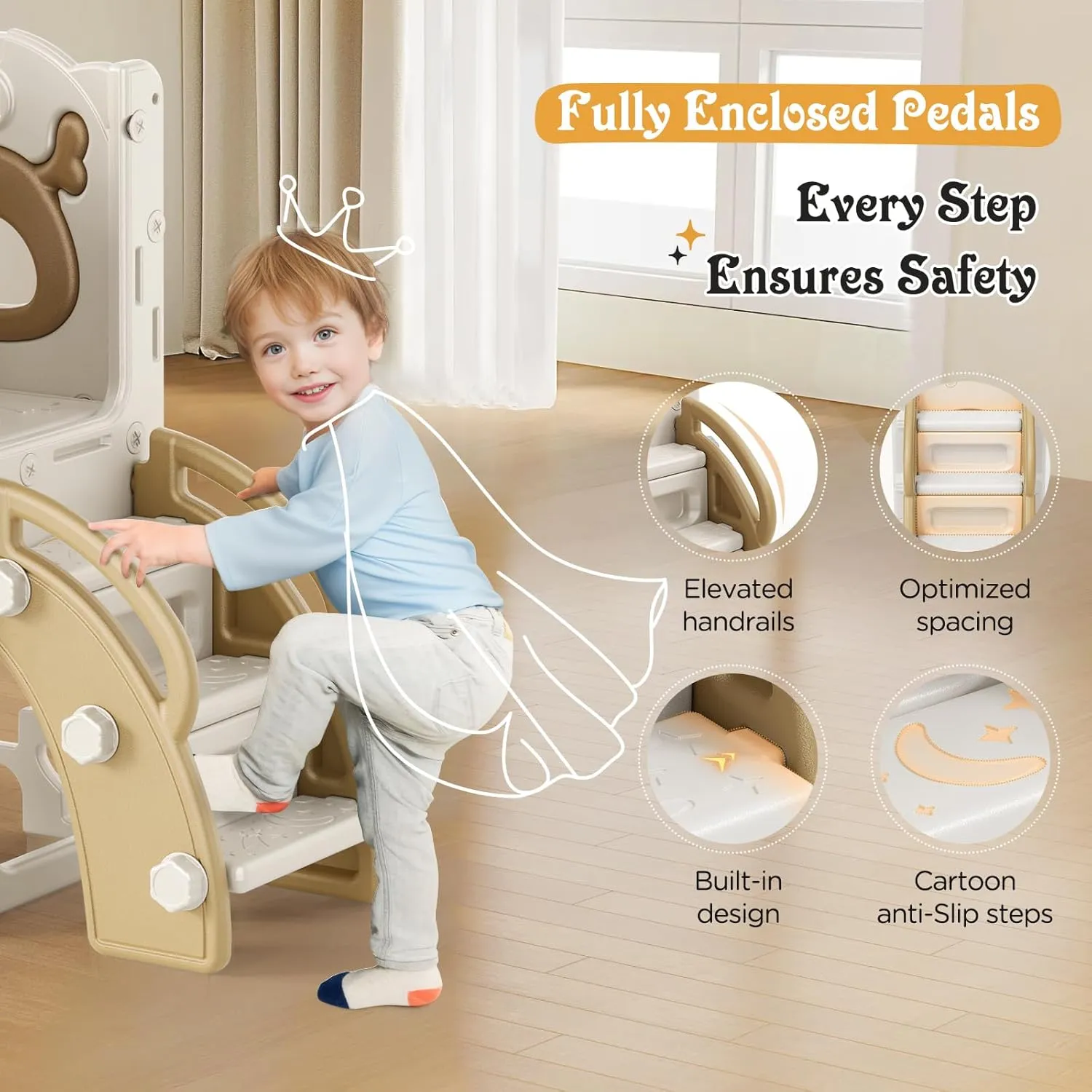 Toddler Slide, 11 in 1 Toddler Playset with Kids Slide, Drawing Board, Golf Set, Basketball Hoop and Storage Space for Age 1-3, Indoor and Outdoor Playground