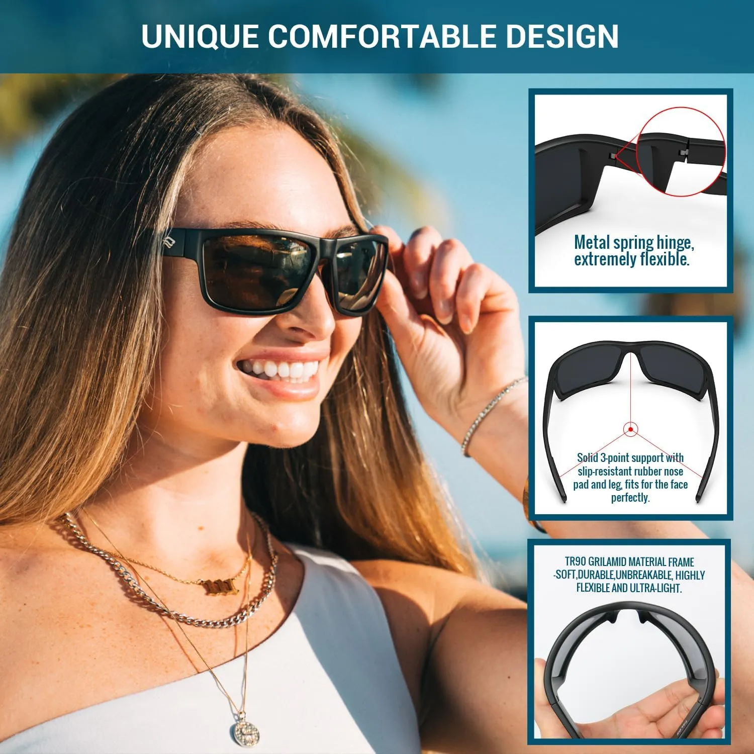 TOREGE Sports Polarized Sunglasses for Men Women Flexible Frame Cycling Running Driving Fishing Mountaineering TR24