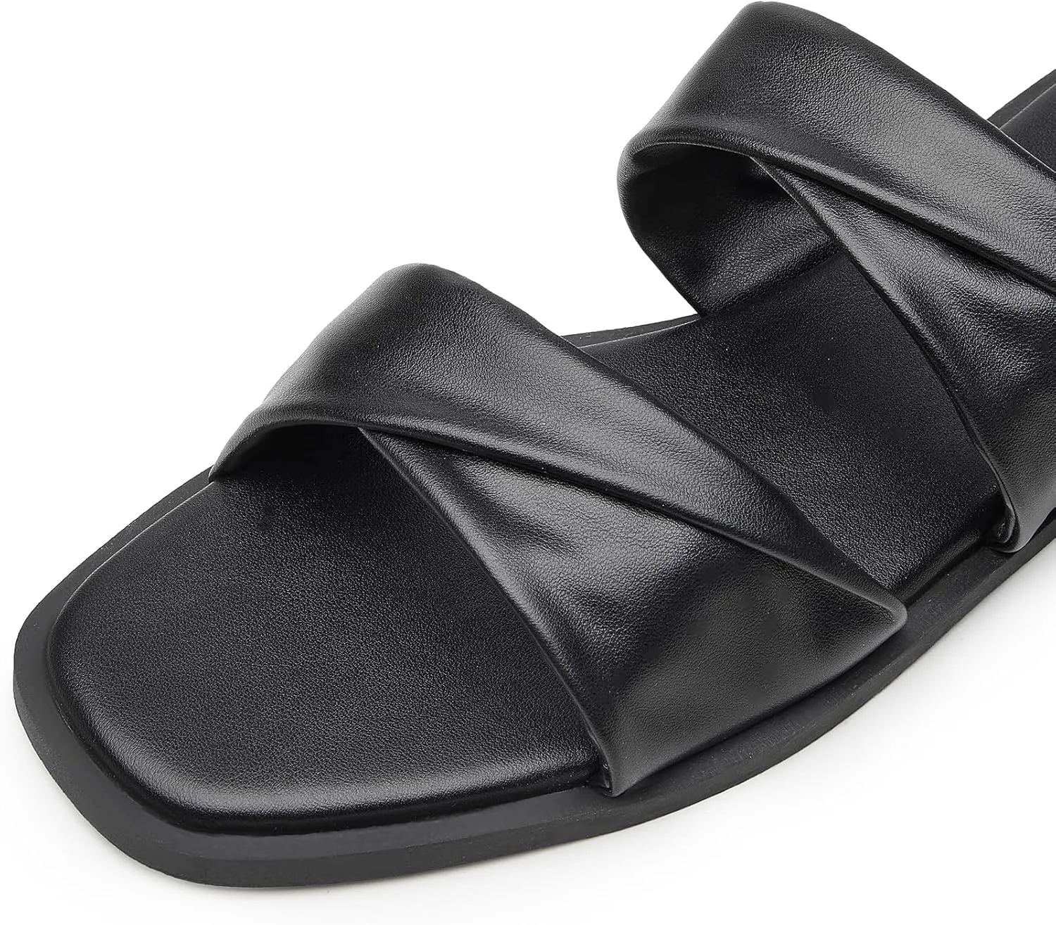 Trary Sandals Women,Leather Slides Women Comfortable Memory Foam Sandals for Women Footwear,Fashion Flat Summer Sandals for Women 2025
