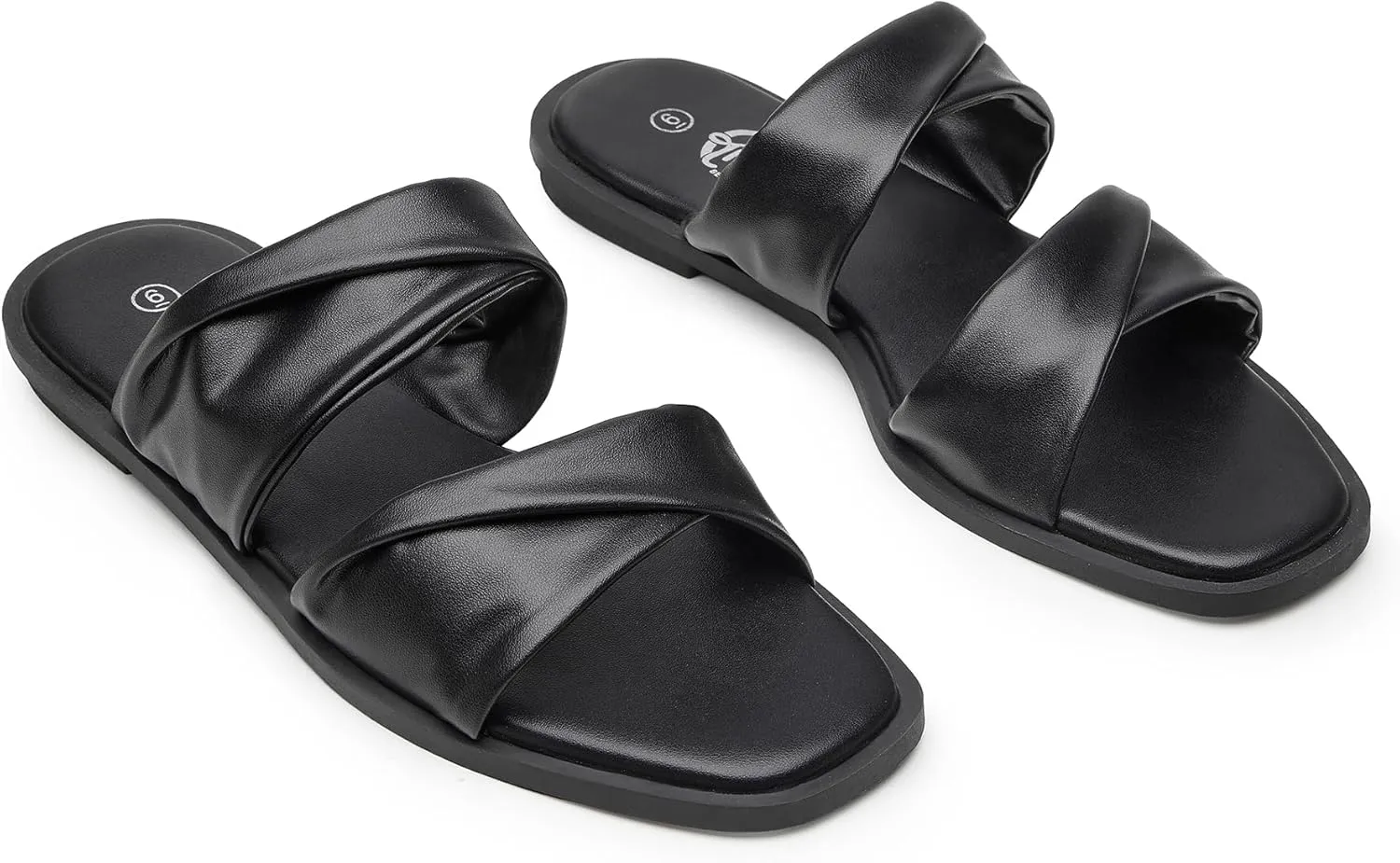 Trary Sandals Women,Leather Slides Women Comfortable Memory Foam Sandals for Women Footwear,Fashion Flat Summer Sandals for Women 2025