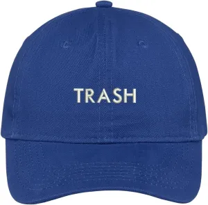 Trendy Apparel Shop Trash Embroidered Soft Crown 100% Brushed Cotton Cap