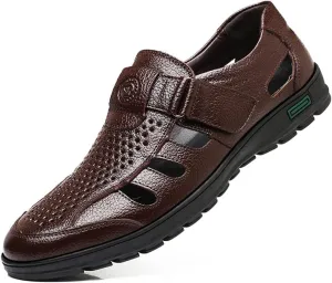 UIKGITP Men's Working Business Casual Sandals Man Summer Breathable Synthetic Leather Walking Office Oxfords Male Cocktail Party Fashion Dress Formal Shoes