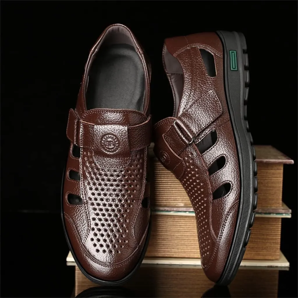 UIKGITP Men's Working Business Casual Sandals Man Summer Breathable Synthetic Leather Walking Office Oxfords Male Cocktail Party Fashion Dress Formal Shoes