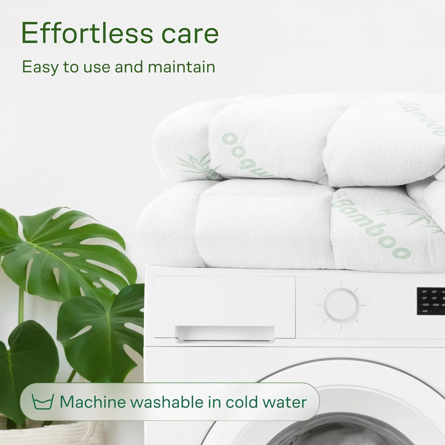 Ultra Soft Full Size Mattress Topper - Viscose Made from Bamboo Pillow Top Mattress Pad for Back Pain Relief - Naturally Cooling for Hot Sleepers, Green