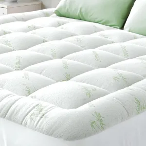 Ultra Soft Full Size Mattress Topper - Viscose Made from Bamboo Pillow Top Mattress Pad for Back Pain Relief - Naturally Cooling for Hot Sleepers, Green