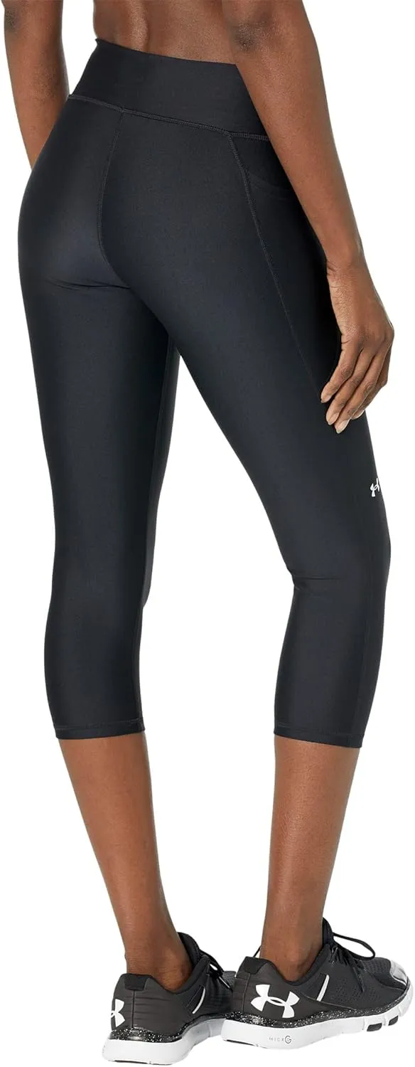 Under Armour Women's HeatGear Mid No-Slip Waistband Pocketed Capri